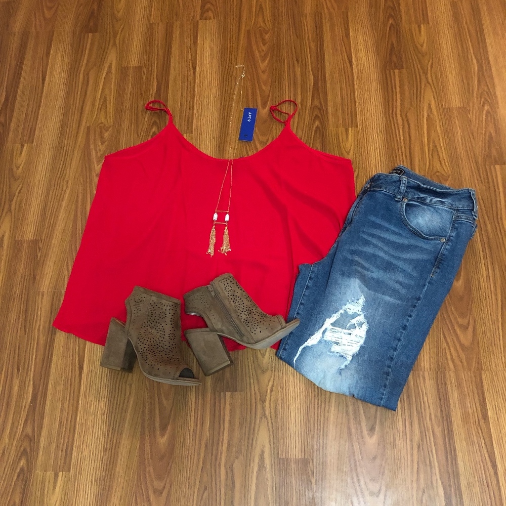 Apt.9 Red Chiffon Spaghetti Strap Tank